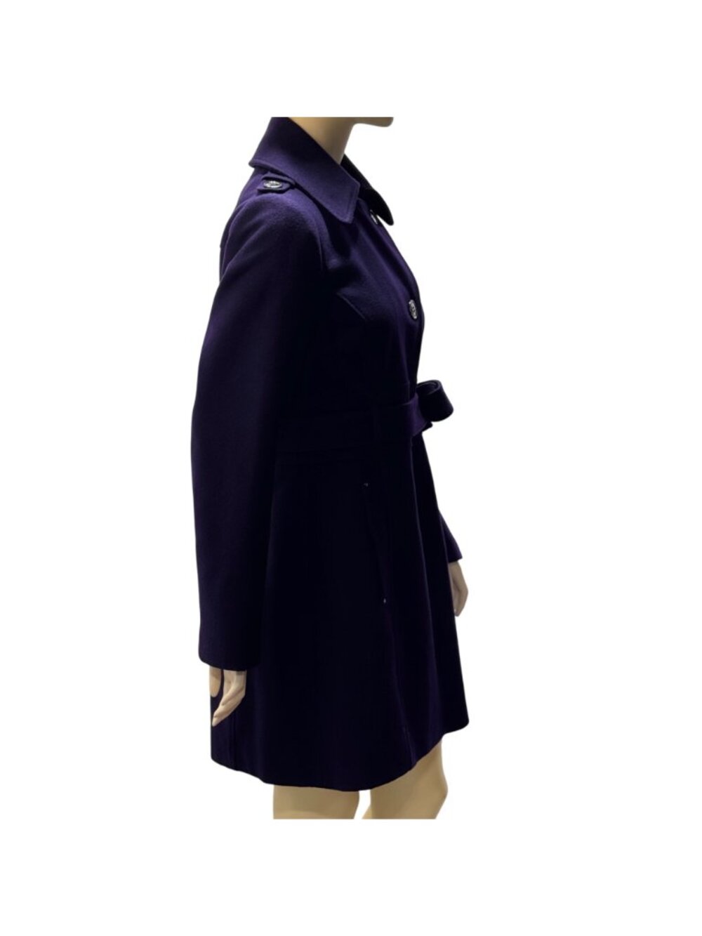 Kenneth Cole Women's Belted Trench OverCoat Wool Blend Purple  Size 10 - Picture 3 of 16
